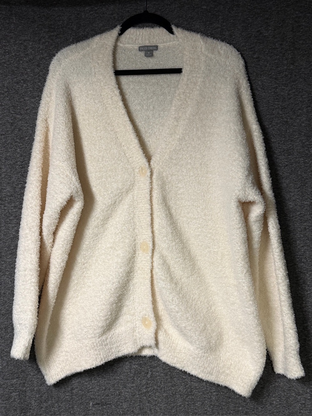 Falls Creek Ivory Eyelash Cardigan Sweater Size 1X